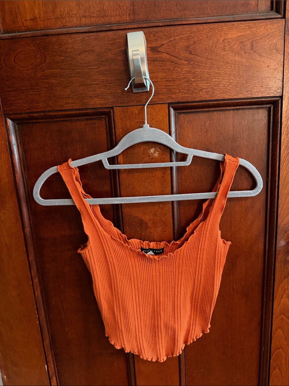 Kendall & Kylie Ribbed Orange Scallop Tank